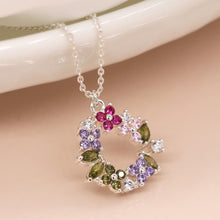 Load image into Gallery viewer, Silver Plated Floral Crystal Circle Necklace - POM