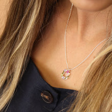 Load image into Gallery viewer, Silver Plated Floral Crystal Circle Necklace - POM