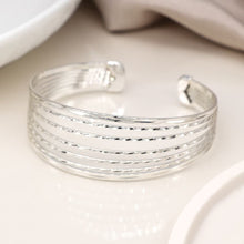 Load image into Gallery viewer, Silver Plated Hammered Multi Strand Bangle - POM