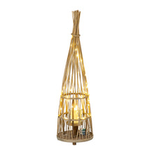 Load image into Gallery viewer, Medium Conical Wicker Lantern With Glass Holder & LED Lights
