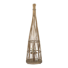 Load image into Gallery viewer, Medium Conical Wicker Lantern With Glass Holder & LED Lights