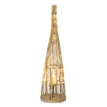 Load image into Gallery viewer, Small Conical Wicker Lantern With Glass Holder & LED Lights