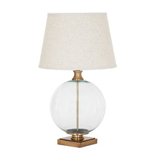 Load image into Gallery viewer, Lunel Glass Orb Table Lamp With Edged Linen Shade