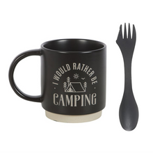 Load image into Gallery viewer, I Would Rather Be Camping Mug with 3-in-1 Spork