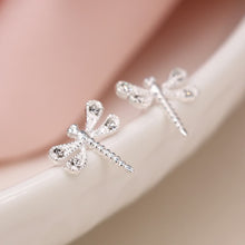Load image into Gallery viewer, Sterling Silver Crystal Dragonfly Stud Earrings - POM