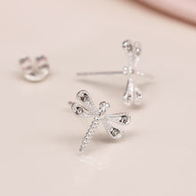 Load image into Gallery viewer, Sterling Silver Crystal Dragonfly Stud Earrings - POM