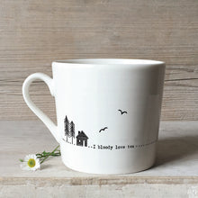 Load image into Gallery viewer, Porcelain Wobbly Mug - I Bloody Love Tea