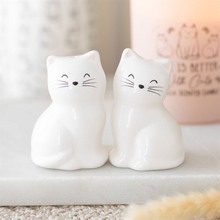 Load image into Gallery viewer, White Cat Shaped Salt and Pepper Shakers