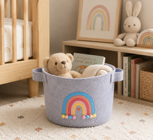 Load image into Gallery viewer, Rainbow Pom Pom Storage Basket