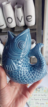 Load image into Gallery viewer, Small Blue Porcelain Fish Vase/Jug