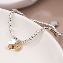 Load image into Gallery viewer, Silver And Gold Plated Double Heart Bracelet - POM