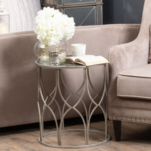 Load image into Gallery viewer, Set Of Two Lattice Detail Silver Side Table