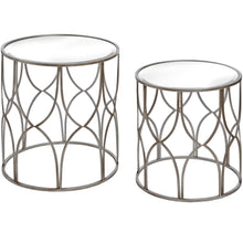 Load image into Gallery viewer, Set Of Two Lattice Detail Silver Side Table