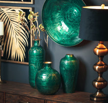 Load image into Gallery viewer, Aztec Collection Brass embossed Ceramic Dipped Urn Vase