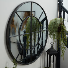 Load image into Gallery viewer, Large Round Metal Window Mirror In Black