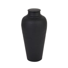 Load image into Gallery viewer, Matt Black Hammered Small Vase With Lid