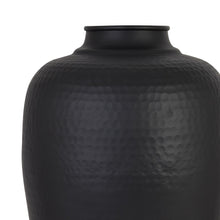 Load image into Gallery viewer, Matt Black Large Hammered Vase With Lid