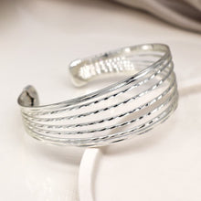 Load image into Gallery viewer, Silver Plated Hammered Multi Strand Bangle - POM
