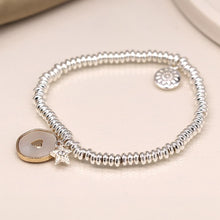 Load image into Gallery viewer, Silver Plated Mop Heart Disc And Crystal Star Bracelet - POM
