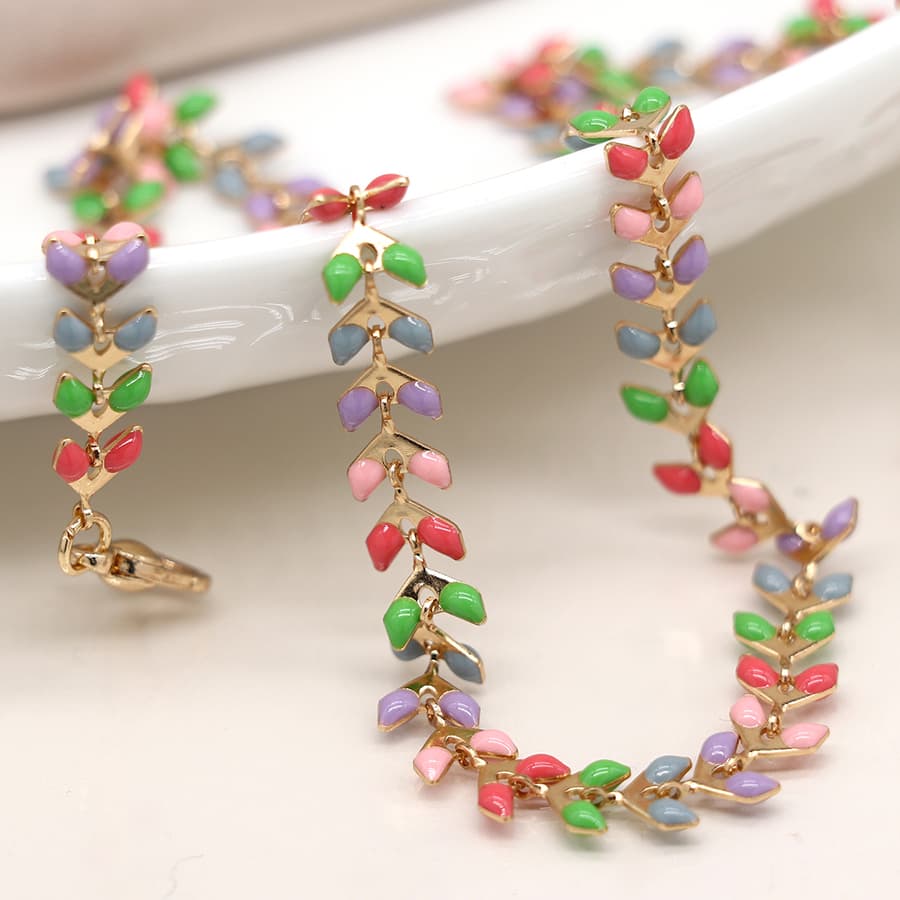 Golden And Pastel Epoxy Droplets Necklace - POM