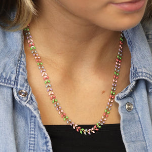 Golden And Pastel Epoxy Droplets Necklace - POM