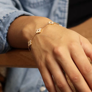 Gold Plated Crystal Edged Quatrefoil Bracelet - POM