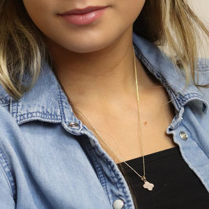 Gold Plated Crystal Edged Quatrefoil Necklace - POM