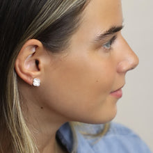 Load image into Gallery viewer, Silver Plated Crystal Edged Quatrefoil Earrings - POM
