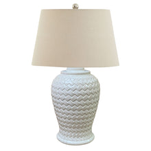Load image into Gallery viewer, Woven Ceramic Table Lamp With Linen Shade
