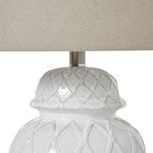 Load image into Gallery viewer, White Ceramic Ginger Jar Lamp With Linen Shade
