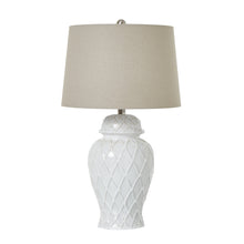 Load image into Gallery viewer, White Ceramic Ginger Jar Lamp With Linen Shade
