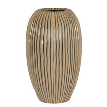 Load image into Gallery viewer, Beige ribbed vase on a white background
