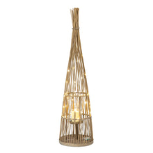 Load image into Gallery viewer, Large Conical Wicker Lantern With Glass Holder &amp; LED Lights

