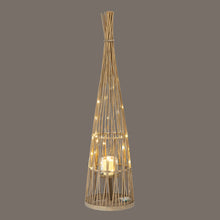 Load image into Gallery viewer, Large Conical Wicker Lantern With Glass Holder &amp; LED Lights
