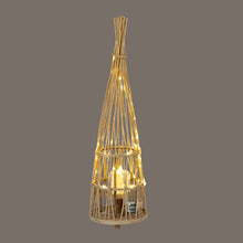 Load image into Gallery viewer, Medium Conical Wicker Lantern With Glass Holder &amp; LED Lights
