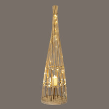 Load image into Gallery viewer, Small Conical Wicker Lantern With Glass Holder &amp; LED Lights
