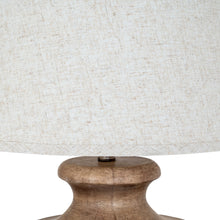Load image into Gallery viewer, Close-up of a textured lampshade with a wooden base on a white background
