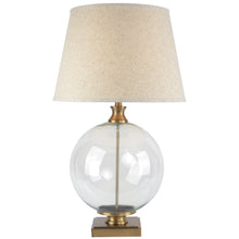 Load image into Gallery viewer, Lunel Glass Orb Table Lamp With Edged Linen Shade
