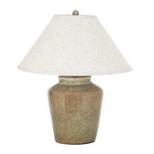 Load image into Gallery viewer, Table lamp with a textured ceramic base and white lampshade on a white background
