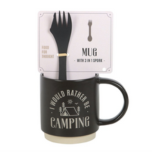Load image into Gallery viewer, I Would Rather Be Camping Mug with 3-in-1 Spork
