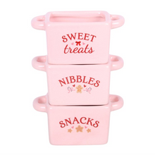 Load image into Gallery viewer, Set of 3 Sugarplum Bakery Snack Bowls
