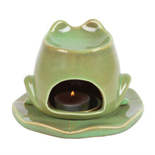 Load image into Gallery viewer, Frog Shaped Oil Burner and Lily Pad Plate
