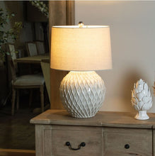Load image into Gallery viewer, Lattice Ceramic Table Lamp With Linen Shade
