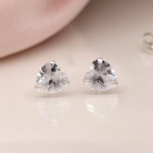 Load image into Gallery viewer, Sterling Silver Crystal Heart Stud Earrings - POM
