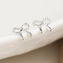 Load image into Gallery viewer, Sterling Silver Little Bow Stud Earrings - POM
