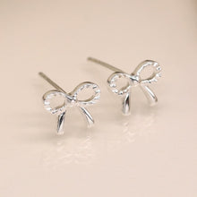 Load image into Gallery viewer, Sterling Silver Little Bow Stud Earrings - POM
