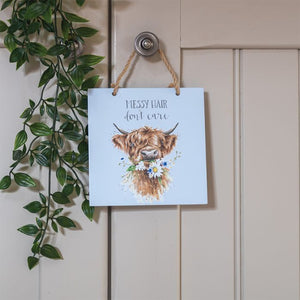'Messy Hair Don't Care' Wooden Plaque