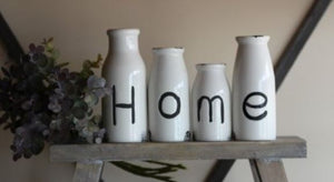 Set Of 4 'HOME' Milk Bottle Decorations