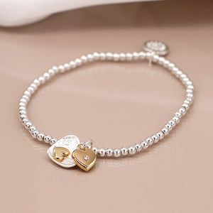 Silver And Gold Plated Double Heart Bracelet - POM