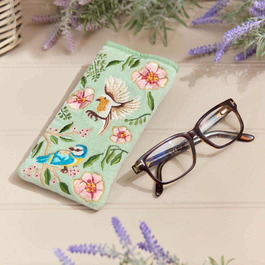 Floral And Feathered Glasses Case